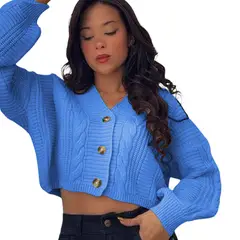 GENERICO - Chompa Mujer Hilo Trensa 359G-23 Color Celeste