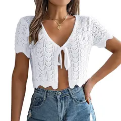 GENERICO - Sueter Mujer Abierto Hilo 43Sot1 Gab-15 Color Blanco