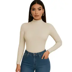 GENERICO - Polo Cafarena Manga Larga Rib Grueso Sab-16 Color Hueso