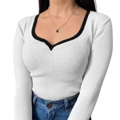 GENERICO - Polo Mujer Cuello Corazon Manga 373G Meg-22 Color Perla