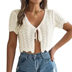 GENERICO - Sueter Mujer Abierto Hilo 43Sot1 Gab-15 Color Hueso