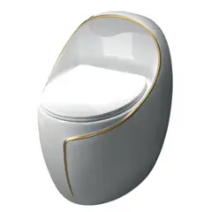 FRATELLI - INODORO ONE PIECE GIRASOL OVALADO BLANCO Y LINEA DORADA