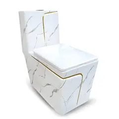 FRATELLI - INODORO ONE PIECE MINIMALISTA MARMOLEADO BLANCO CON DORADO