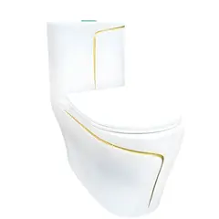 FRATELLI - INODORO ONE PIECE MINIMALISTA BLANCO CON DORADO