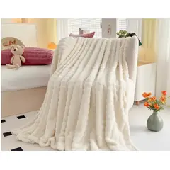 GENERICO - ️ FRAZADA MICROFLEECE SHERPA 2 PLAZAS -CREMA