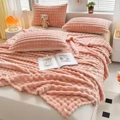 GENERICO - ️ FRAZADA MICROFLEECE SHERPA 2 PLAZAS -ROSADO