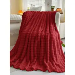 GENERICO - ️ FRAZADA MICROFLEECE SHERPA 2 PLAZAS -ROJO