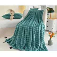 GENERICO - ️ FRAZADA MICROFLEECE SHERPA 2 PLAZAS -VERDE