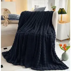 GENERICO - ️ FRAZADA MICROFLEECE SHERPA 2 PLAZAS -AZUL