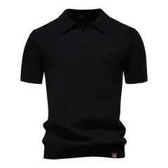 TIOZONEY - Polo de manga corta para hombre-Negro