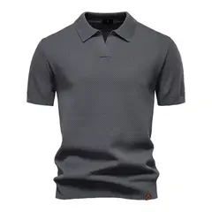 TIOZONEY - Polo de manga corta para hombre-Gris