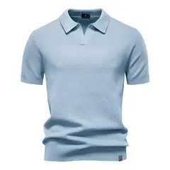 TIOZONEY - Polo de manga corta para hombre-Azul