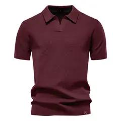 TIOZONEY - Polo de manga corta para hombre-Rojo