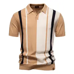 TIOZONEY - Polo con cuello para hombre-Marrón