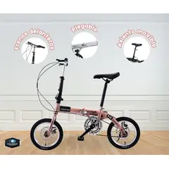 GENERICO - Bicicleta Urbana Plegable Rosa ARO 16