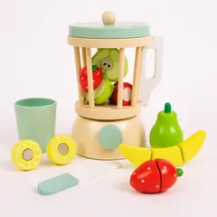 GENERICO - Set de Licuadora de Madera con Frutas Juguete Educativo