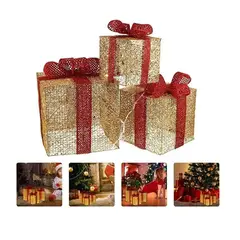 GENERICO - SET DE 3 CAJAS CON LUCES Y LAZOS