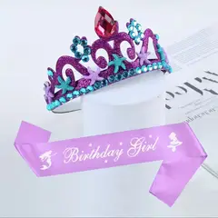 GENERICO - VINCHA + BANDA PARA CUMPLEAÑOS TEMATICA SIRENA