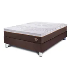 PARAISO - Cama Box Tarima Royal Abrazzo 1.5 Plz Chocolate + 1 Almohada Viscoelástica + Protector