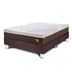 PARAISO - Cama Box Tarima Royal Abrazzo Queen Chocolate + 2 Almohadas Viscoelásticas + Protector