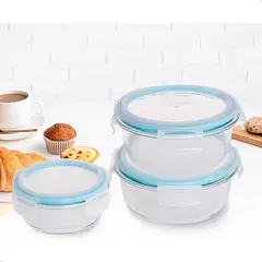 GENERICO - Set De Táperes 3 Medidas De Vidrio Con Tapa Hermética