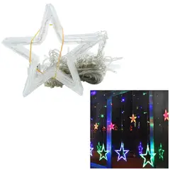 OEM - Cortina Luces de Navidad Estrellas Coloridas RGB Largo 3m y Caída 90cm