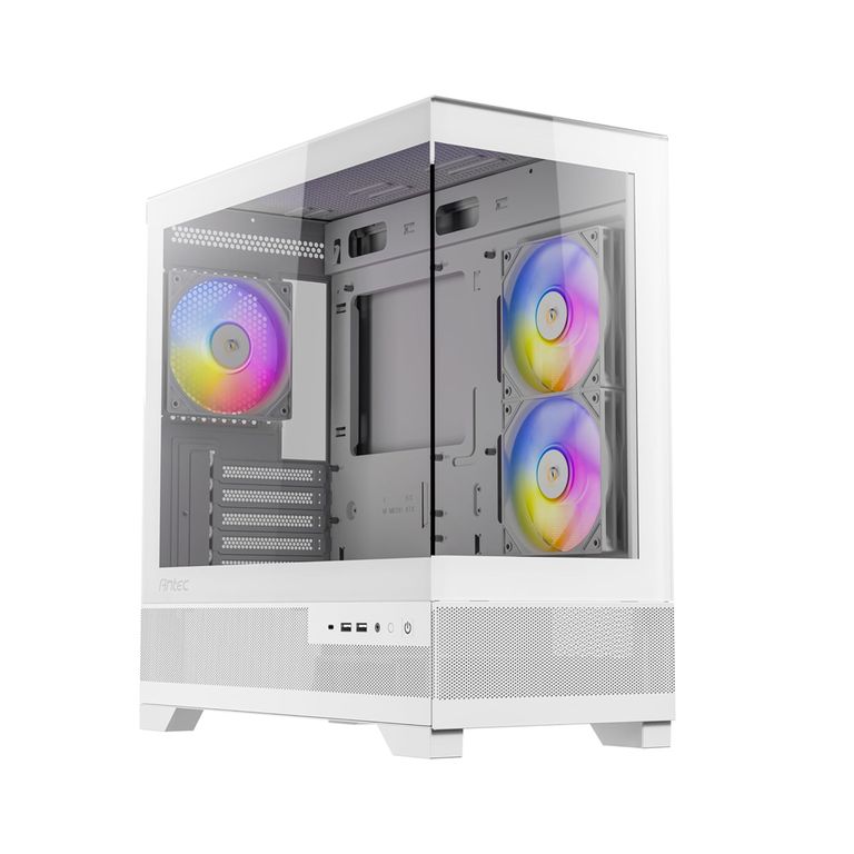 Case Pc Antec Cx500M White Mid Tower - 3 Ventiladores, 2 Vidrios Templados, Diseño Moderno
