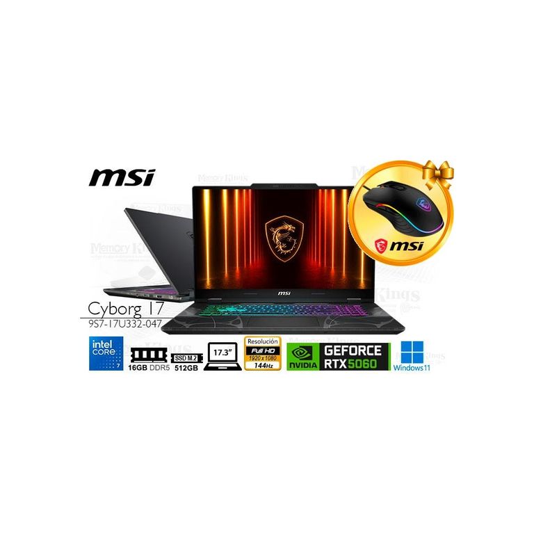 Cyborg 17 - Laptop Core I7, 16Gb Ram, 512Gb, 17.3" Con Geforce Rtx 5060 - Windows 11