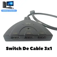 GENERICO - Adaptador De Cable Hub Hdmi 3x1 3 Entradas Y 1 Salida