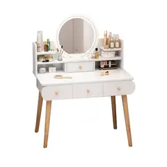 GENERICO - Tocador De Maquillaje Vintage Con Espejo Para Dormitorio Blanco ZZ41