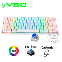 VSG - Teclado Mecánico Mintaka 60% RGB White Switch Kailh Blue 62 teclas