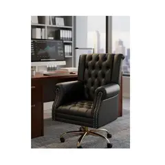 MOBILIARI - SILLA GERENCIA GIRATORIA OUTLET CYBER MOBILIAR CHESTERFIEL NEGRO