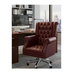 MOBILIARI - SILLA GERENCIA GIRATORIA OUTLET CYBER MOBILIAR CHESTERFIEL ROJO GUINDA