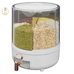 GENERICO - Dispensador Alimentos Giratorio Cocina 6 Compartimiento 360 ° Blanco