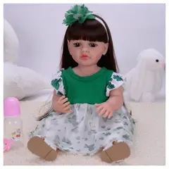 GENERICO - Muñeca Reborn 55 cm B456 sonidos y canciones Blanco y verde