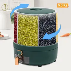 GENERICO - Dispensador Alimentos Giratorio Cocina 6 Compartimiento 360 ° VERDE