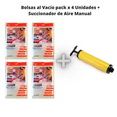 GENERICO - Bolsas Al Vacío + Succionador Manual Multicolor 4 Unidades