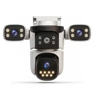 TRENDY TECH E I R L - Cámara de Seguridad IP con 3 Lentes ajustables UHD Visión Nocturna Wi-Fi