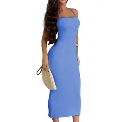 GENERICO - Vestido Espalda Amarrada Hilo 463G Dom-23 Color Celeste