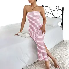 GENERICO - Vestido Casual Hilo Nacional Rayas 359G- 22 Color Rosado