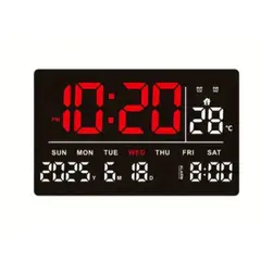GENERICO - RELOJ LED DIGITAL DE PARED REGTANGULAR FECHA TEMPERATURA