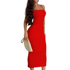 GENERICO - Vestido Espalda Amarrada Hilo 463G Dom-23 Color Rojo