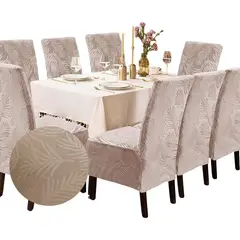 SALA FABULOSA - Funda de silla 8 piezas- Terciopelo labrado - Beige NUDE