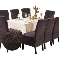 SALA FABULOSA - Funda de silla 8 piezas- Terciopelo labrado - Chocolate intenso