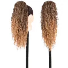 GENERICO - EXTENSIONES DE COLA DE FIBRA FUTURA RIZOS SOÑADOS DE 51CM DE LARGO Y 120GR CON 2 CLIP Y LIGA AJUSTABLE - MIEL BALAYAGE COBRIZO