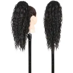 GENERICO - EXTENSIONES DE COLA DE FIBRA FUTURA RIZOS SOÑADOS DE 51CM DE LARGO Y 120GR CON 2 CLIP Y LIGA AJUSTABLE - NEGRO