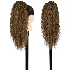 GENERICO - EXTENSIONES DE COLA DE FIBRA FUTURA RIZOS SOÑADOS DE 51CM DE LARGO Y 120GR CON 2 CLIP Y LIGA AJUSTABLE - RUBIO MEDIANO