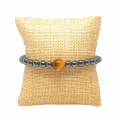LUCYANA JOYAS Y ACCESORIOS - Pulsera para Hombre Protección y Energía Ojo Tigre dorado y Hematita