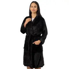 GENERICO - Bata Polar Mujer Seduction Premium Negro