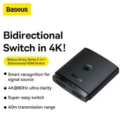 BASEUS - Conmutador HDMI 4K 60 Hz 2 en 1 bidireccional AirJoy - BS-OH113